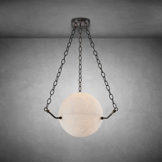 Gabe Alabaster Sphere Suspension Lamp, Pendant Kitchen Island Lamp