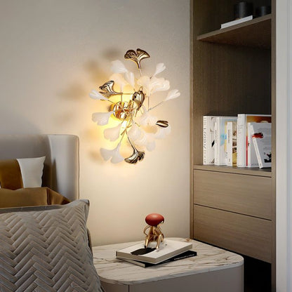 Gliss Ceramic Gingko Wall Lamp, Modern Branch Wall Sconce