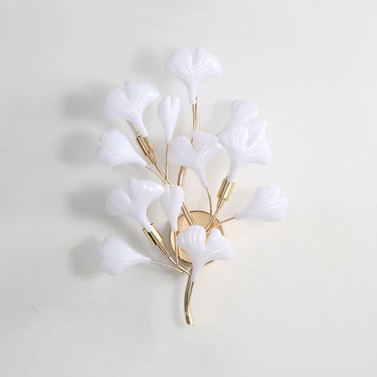 Gliss Ceramic Gingko Wall Lamp, Modern Branch Wall Sconce