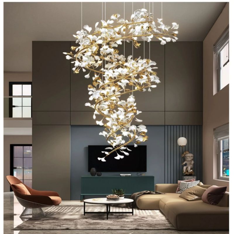 Gliss Luxury Ceramic Ginkgo Cascading  Branch Chandelier Lighting
