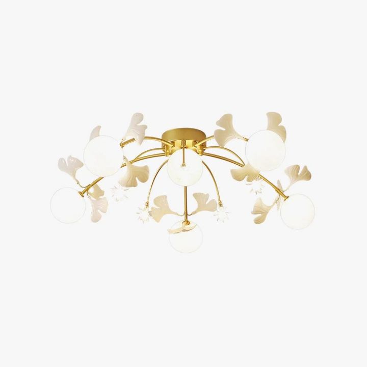 Gliss Ceramic Ginkgo Glass Ceiling Lamp, Living Room Flushmount Lamp