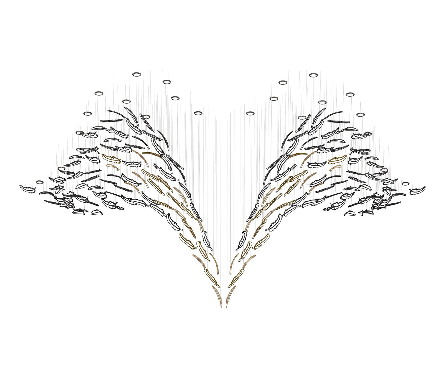 Glass Feathers Chandelier, Airy Customisable Chandelier For Lobby,Hallway,Staircase