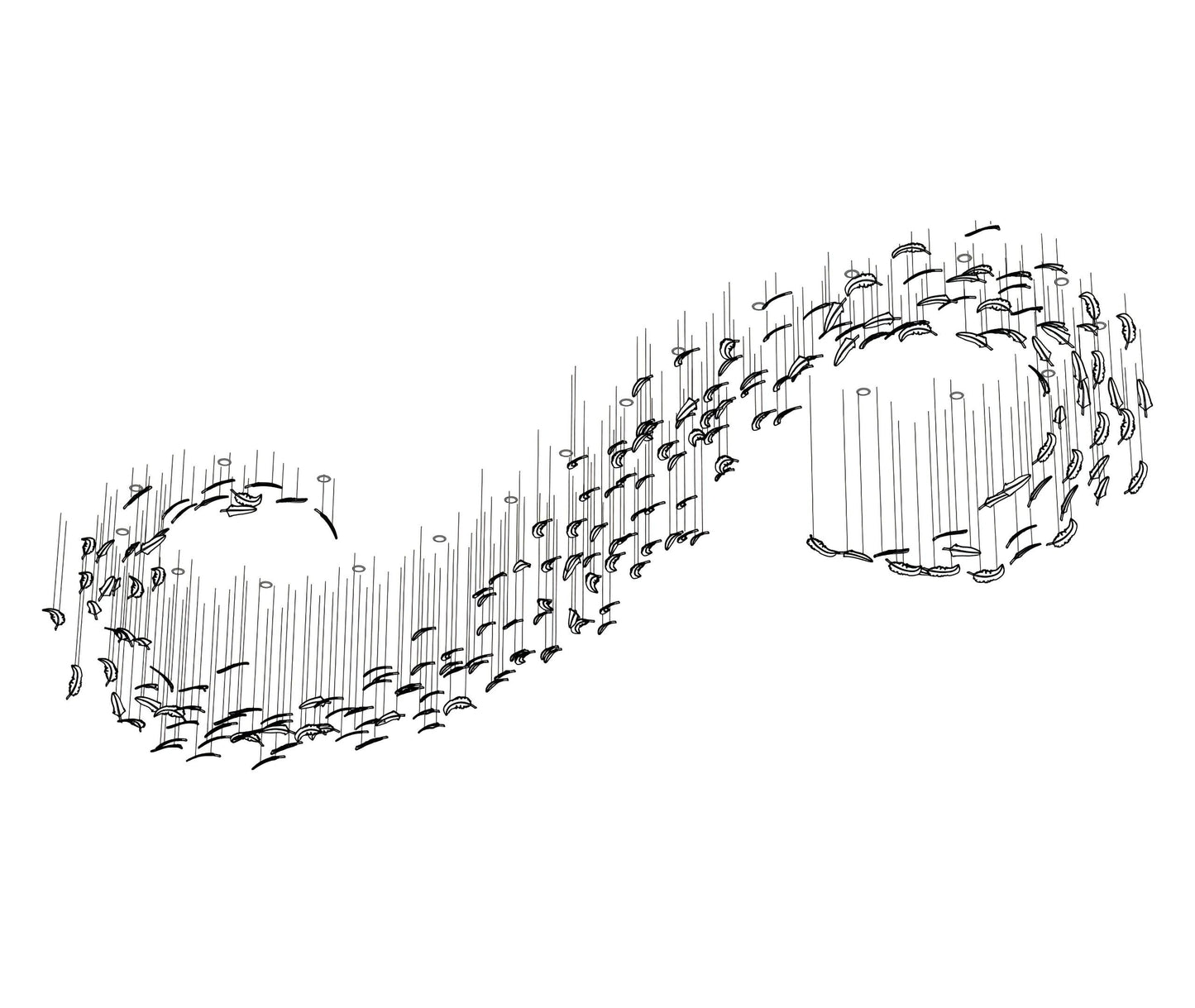Glass Feathers Chandelier, Airy Customisable Chandelier For Lobby,Hallway,Staircase