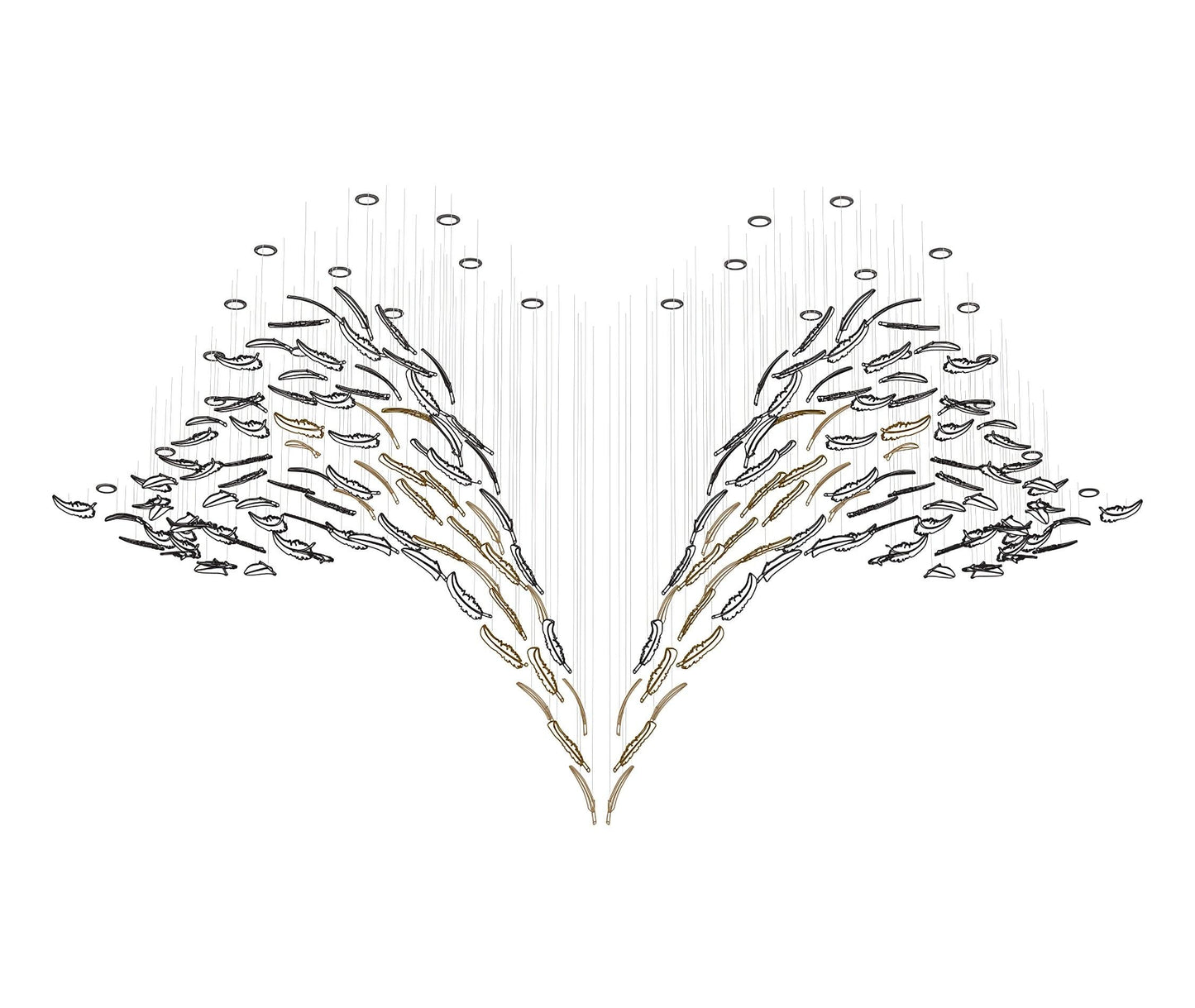 Glass Feathers Chandelier, Airy Customisable Chandelier For Lobby,Hallway,Staircase