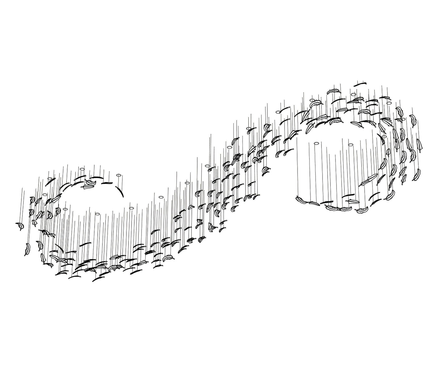 Glass Feathers Chandelier, Airy Customisable Chandelier For Lobby,Hallway,Staircase