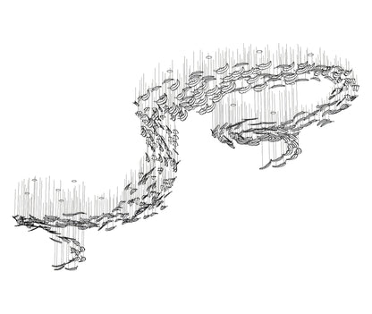 Glass Feathers Chandelier, Airy Customisable Chandelier For Lobby,Hallway,Staircase