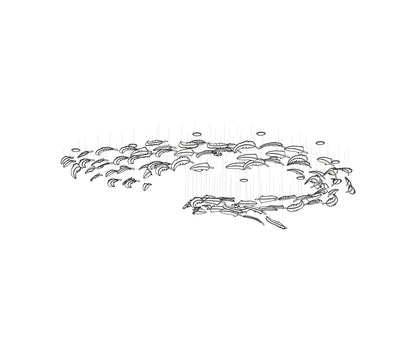Glass Feathers Chandelier, Airy Customisable Chandelier For Lobby,Hallway,Staircase