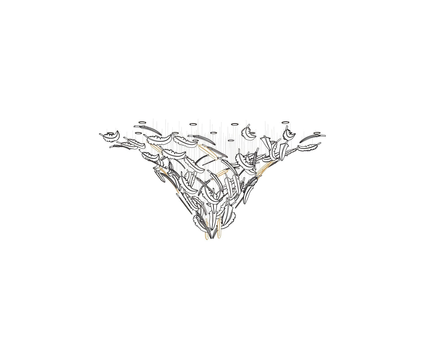 Glass Feathers Chandelier, Airy Customisable Chandelier For Lobby,Hallway,Staircase