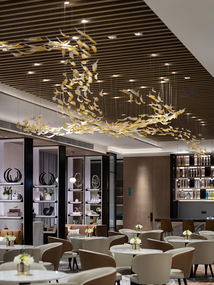 Glass Feathers Chandelier, Airy Customisable Chandelier For Lobby,Hallway,Staircase