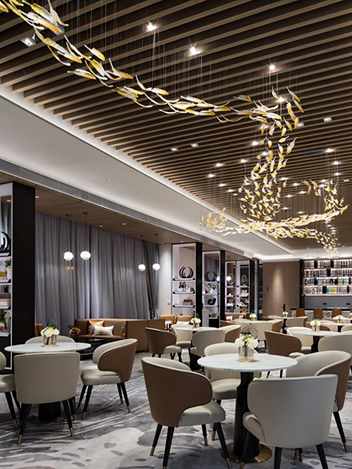 Glass Feathers Chandelier, Airy Customisable Chandelier For Lobby,Hallway,Staircase