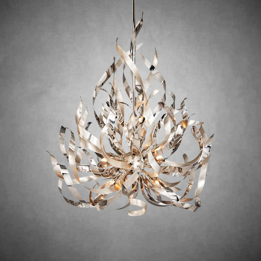 Graffiti 9 Light Pendant - Silver Leaf Polished Stainless