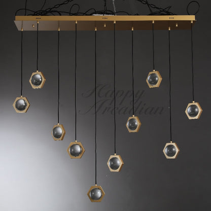 Celestra Crystal Ball Linear Chandelier 54" W 72''W