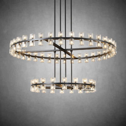 xinyue Lighting Harrison 2-Tier Round Chandelier 60″, 108-Lights