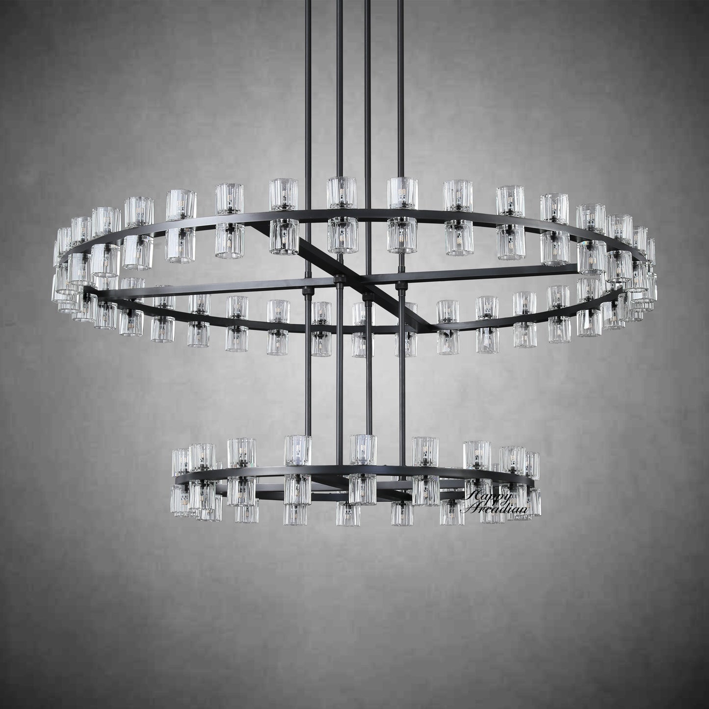 xinyue Lighting Harrison 2-Tier Round Chandelier 60″, 108-Lights