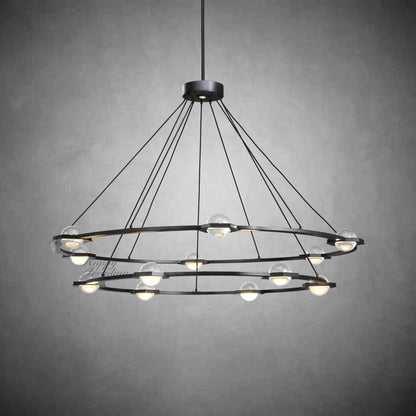 Celestra Crystal Ball 2-Tier Round Chandelier48'' 60"