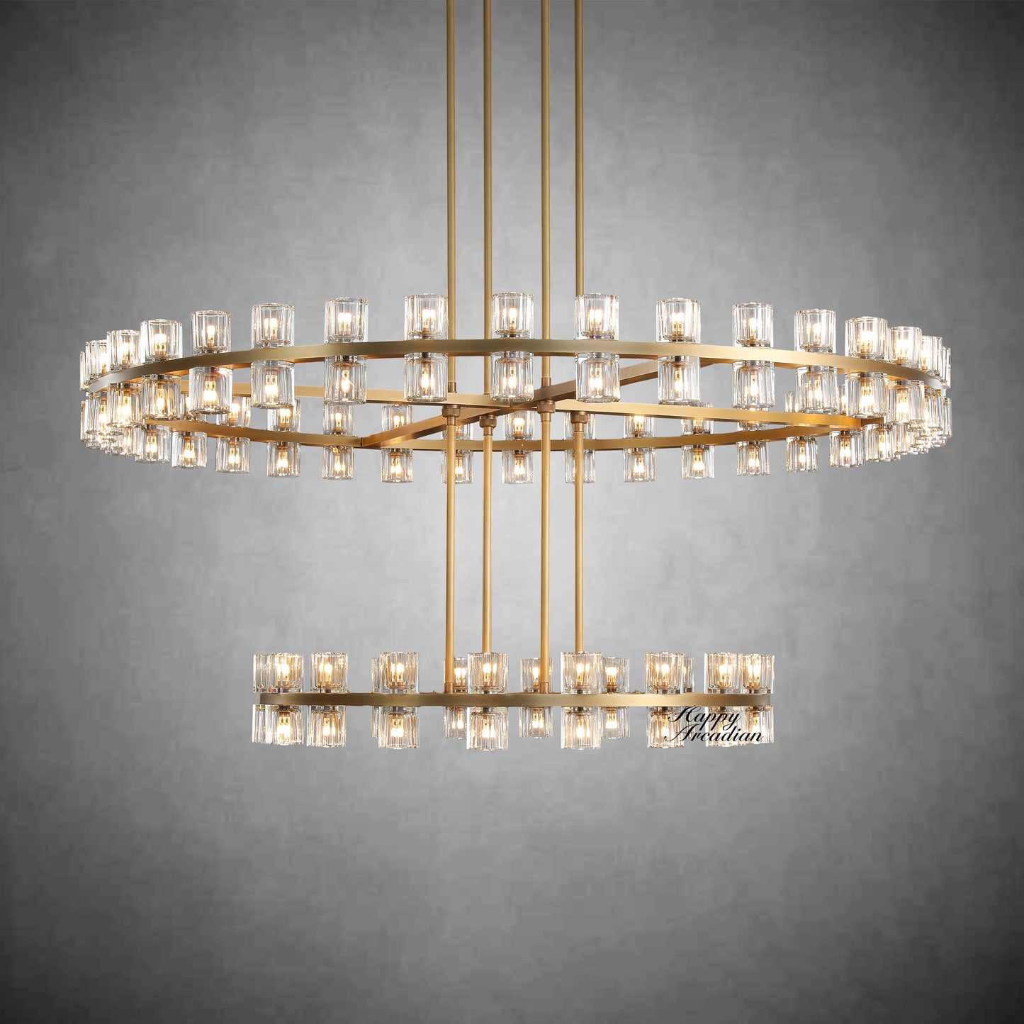 xinyue Lighting Harrison 2-Tier Round Chandelier 60″, 108-Lights