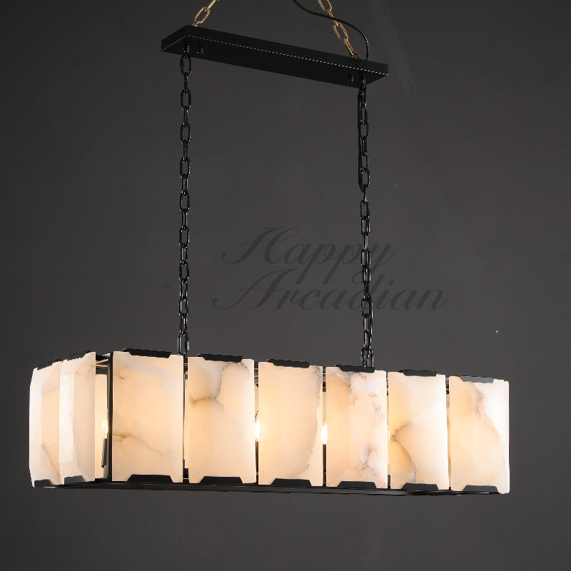 xinyue Calcite Rectangular Chandelier  for Dining Room Bedroom