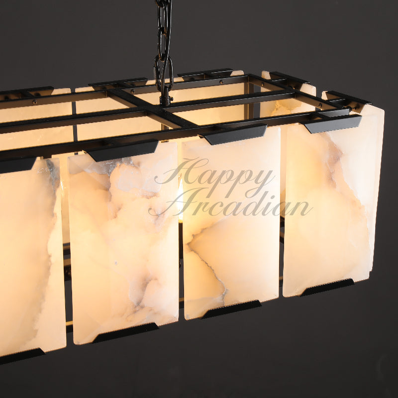 xinyue Calcite Rectangular Chandelier  for Dining Room Bedroom