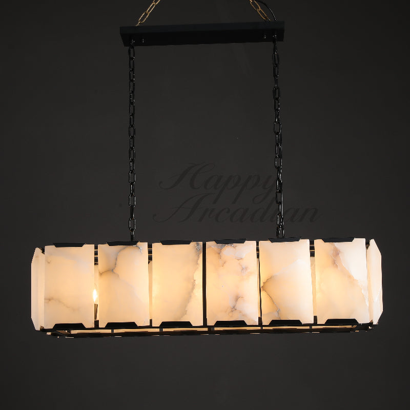 xinyue Calcite Rectangular Chandelier  for Dining Room Bedroom