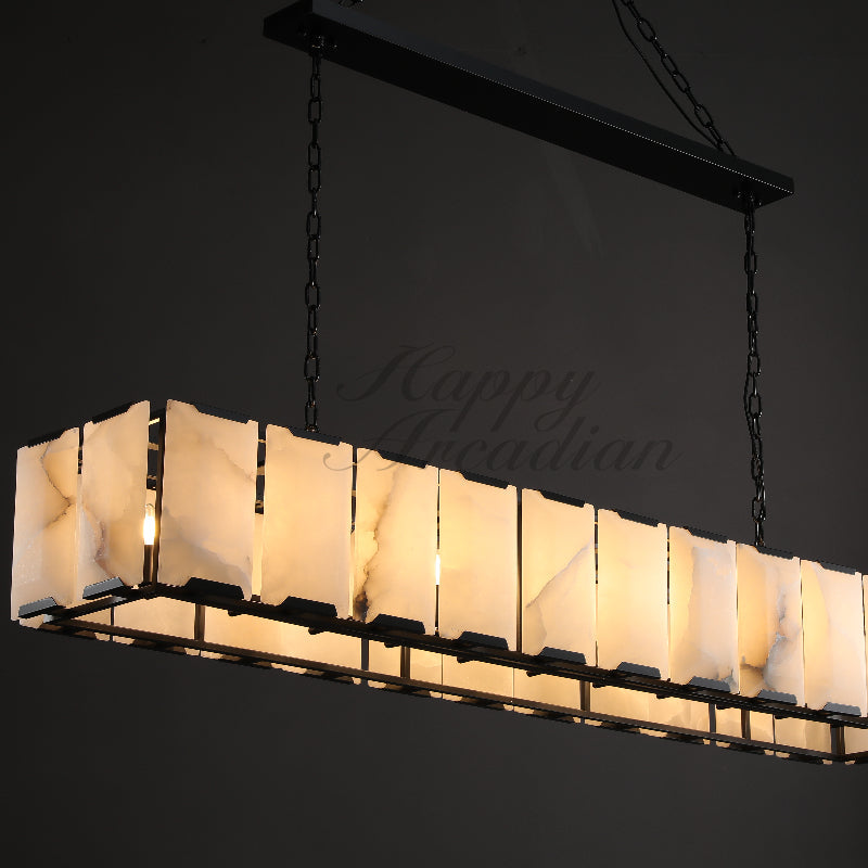 xinyue Calcite Rectangular Chandelier  for Dining Room Bedroom