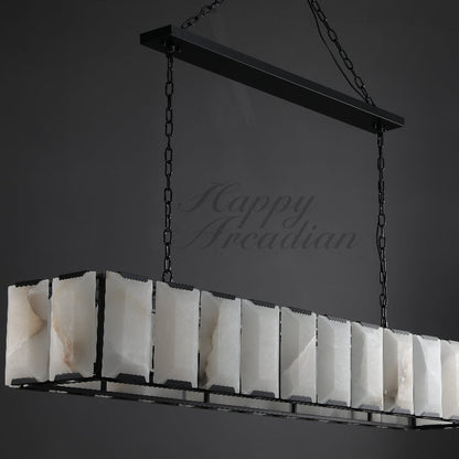 xinyue Calcite Rectangular Chandelier  for Dining Room Bedroom