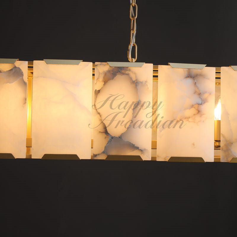 xinyue Calcite Rectangular Chandelier  for Dining Room Bedroom
