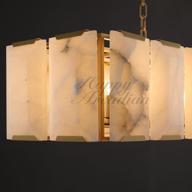 xinyue Calcite Rectangular Chandelier  for Dining Room Bedroom