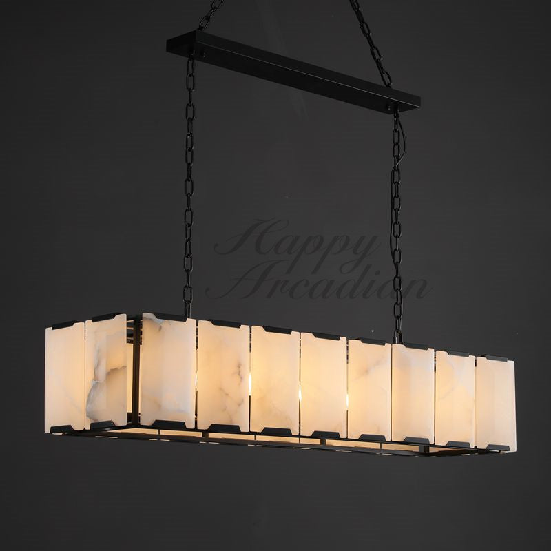 xinyue Calcite Rectangular Chandelier  for Dining Room Bedroom