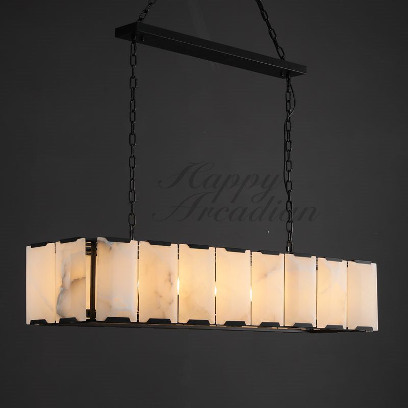 xinyue Calcite Rectangular Chandelier  for Dining Room Bedroom