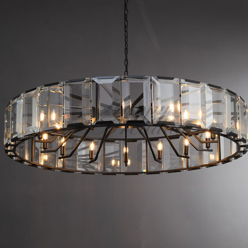 xinyue Lighting Crystal Round Chandelier for Living Room Bedroom Dining Room