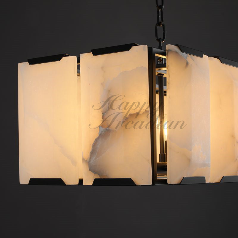 xinyue Calcite Rectangular Chandelier  for Dining Room Bedroom