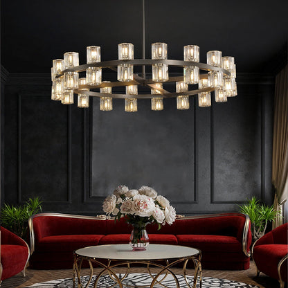 xinyue Lighting  Harrison Crystal Round Vintage Candle Chandelier 36" Dining Room