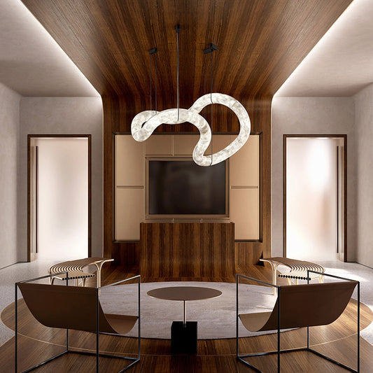 Riley Infinity Symmetrical Alabaster Chandelier Lighting