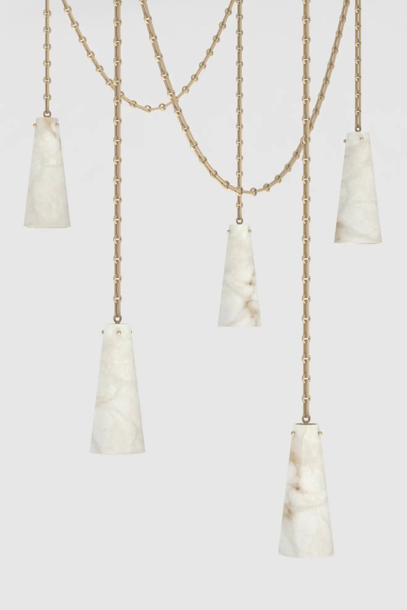 Contemporary Casey Chandelier 5-Light Vintage Alabaster Pendant Cluster
