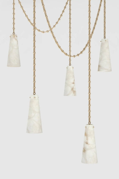 Contemporary Casey Chandelier 5-Light Vintage Alabaster Pendant Cluster