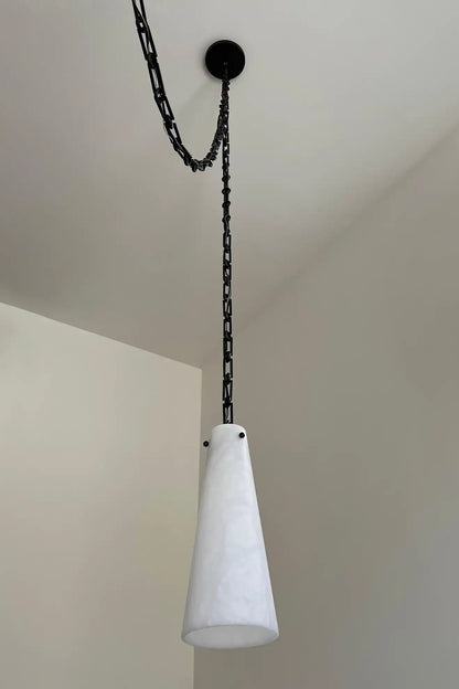 Contemporary Casey Chandelier in Alabaster, 7-Light Vintage Alabaster Pendant Cluster