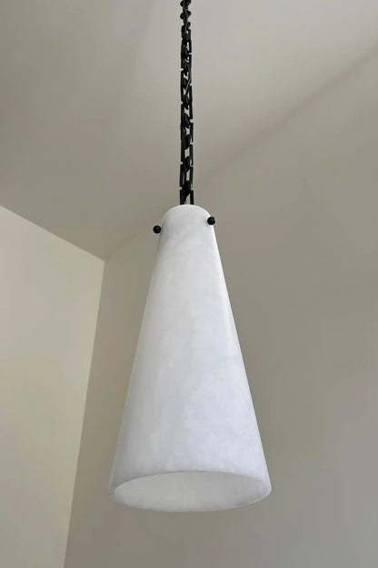 Contemporary Casey Chandelier in Alabaster, 7-Light Vintage Alabaster Pendant Cluster