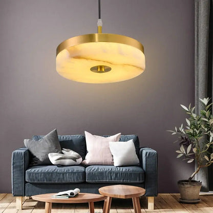 Alabaster Round Pendant Lights Living Room
