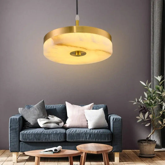Alabaster Round Pendant Lights Living Room