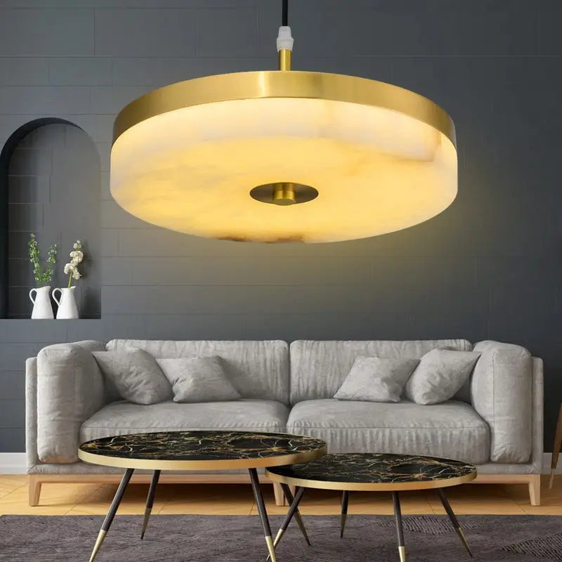 Alabaster Round Pendant Lights Living Room
