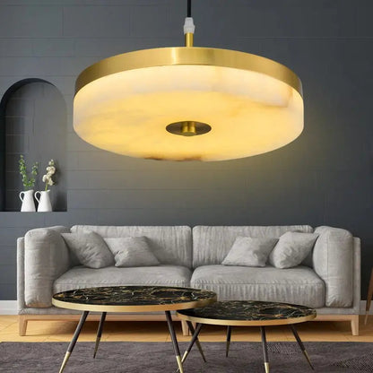 Alabaster Round Pendant Lights Living Room