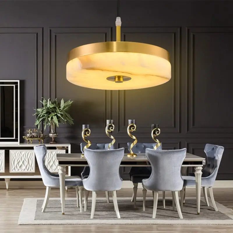 Alabaster Round Pendant Lights Living Room