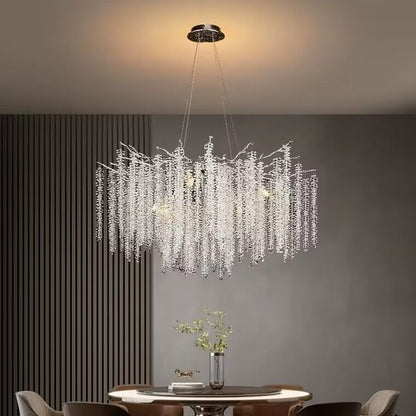 Crystal Leaf Chandelier For Dining Table Branch Style Ceiling Light for Modern Home