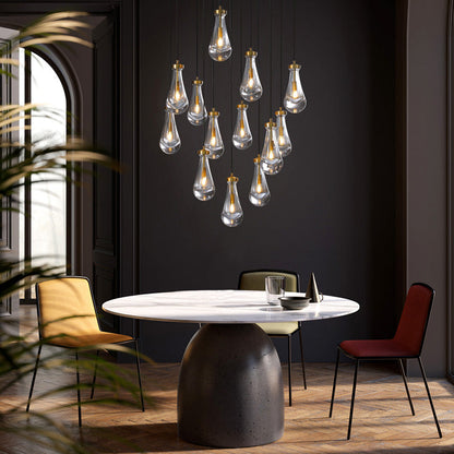 xinyue Raindrop Glass Round Chandelier 36"