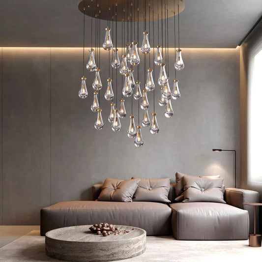 xinyue Raindrop Glass Round Chandelier 60"