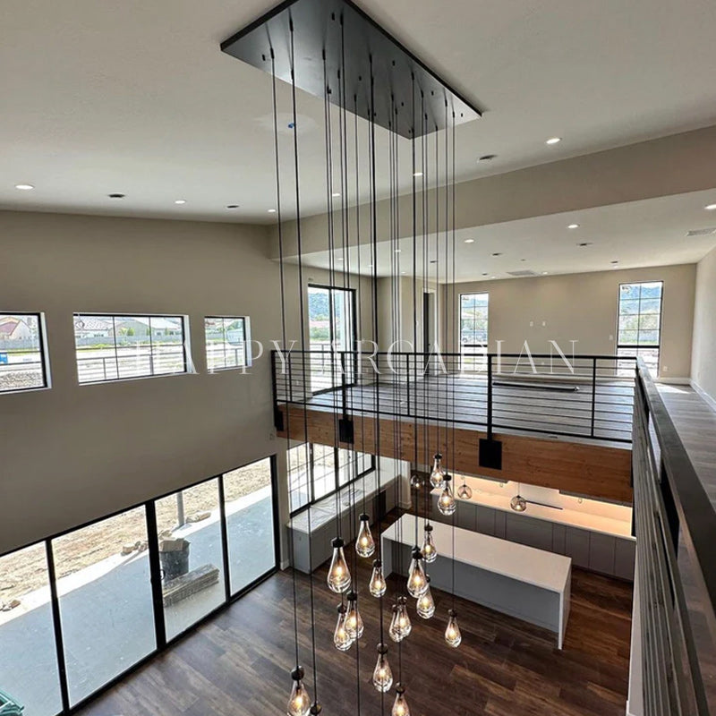 xinyue Raindrop Glass Linear Chandelier 72"