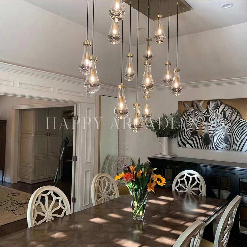 xinyue Raindrop Glass Linear Chandelier 54"