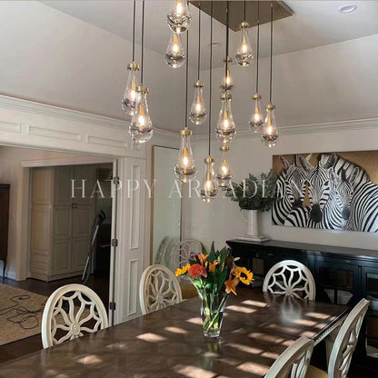 xinyue Raindrop Glass Linear Chandelier 54"