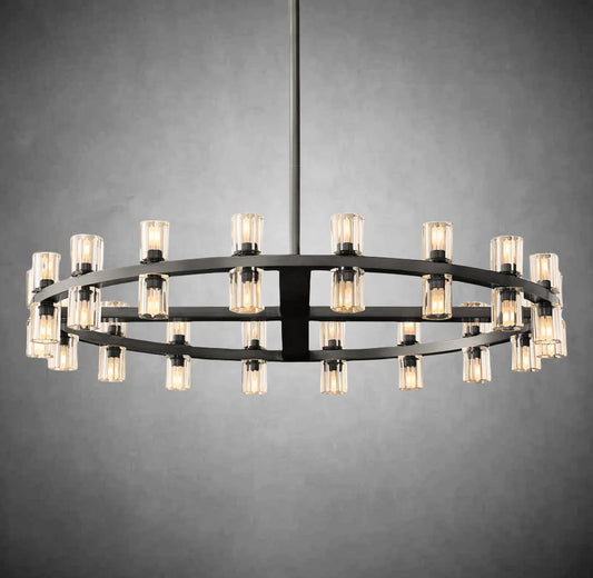 xinyue Lighting  Harrison Crystal Round Vintage Candle Chandelier 36" Dining Room