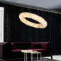 Kandace  Rock Crystal Round Modern Chandelier Over Coffee Tabel